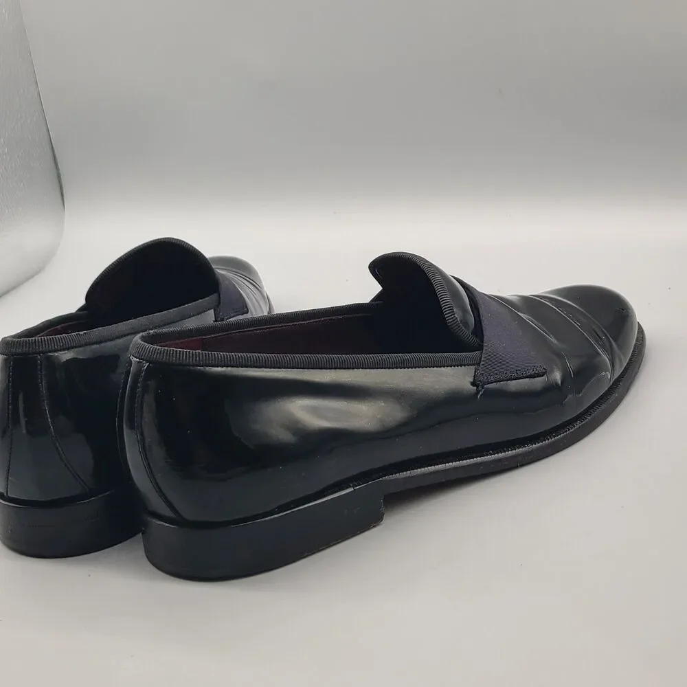 Salvatore Ferragamo Bryden Banded black patent Tuxedo Loafer Size 9.5 D Used